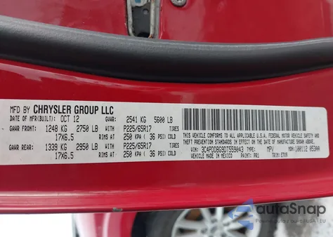 2013 Dodge Journey Sxt from USA, damaged, VIN 3C4PDDBG9DT559043